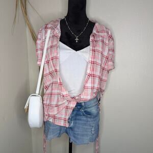 Y2k pink and white plaid